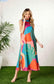 Printed Mock Neck Midi Dress