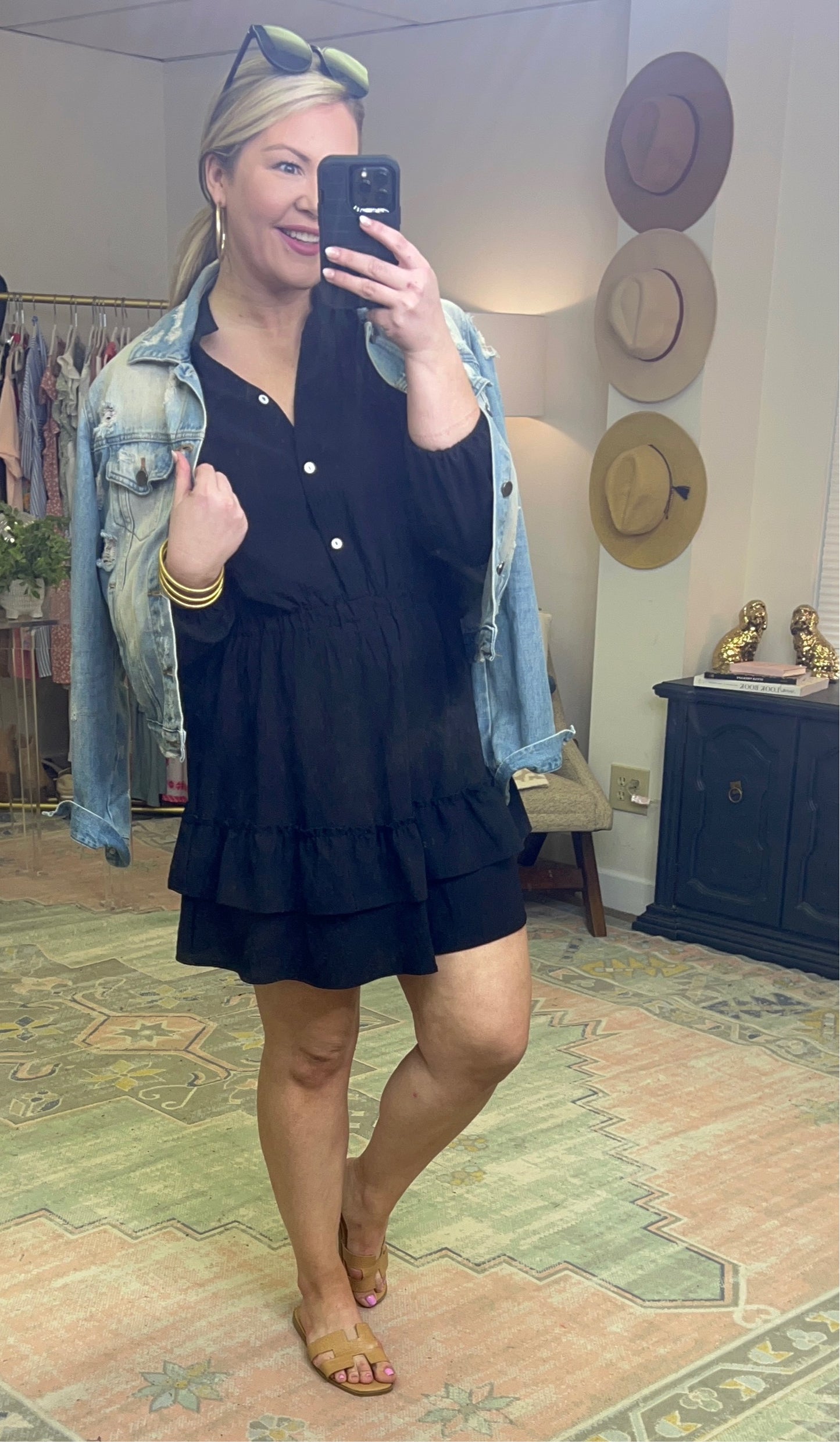 Ruffle Cinch Waist Shirt Dress