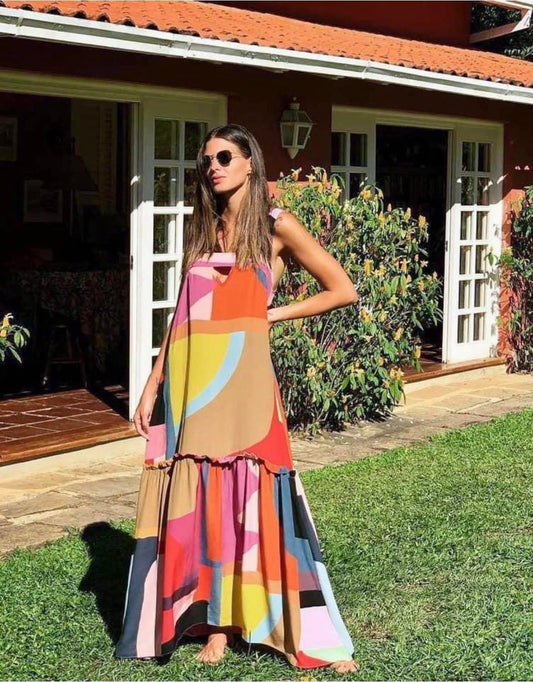 ✨RESTOCK✨ Made for Magic Color Block Ruffle Maxi Dress