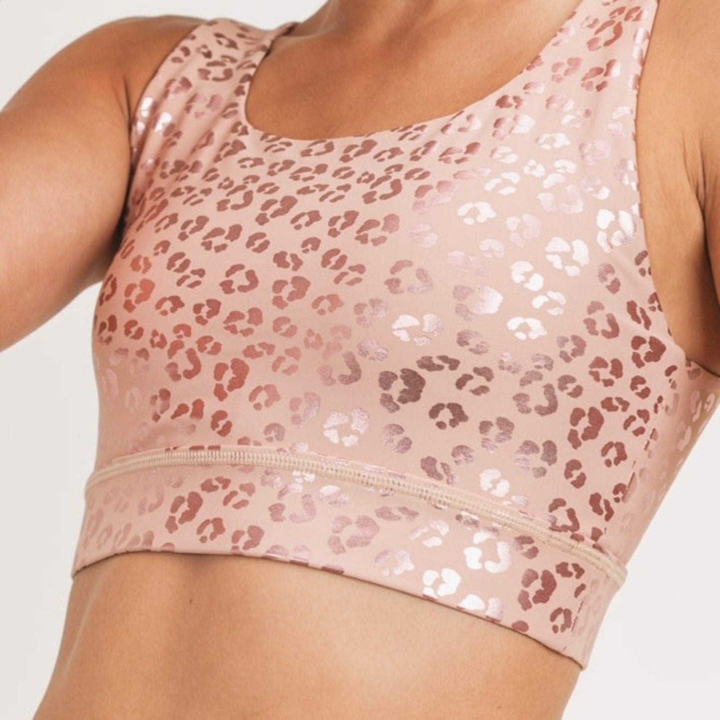 Mono B Rose Gold Leopard Print Sports Bra