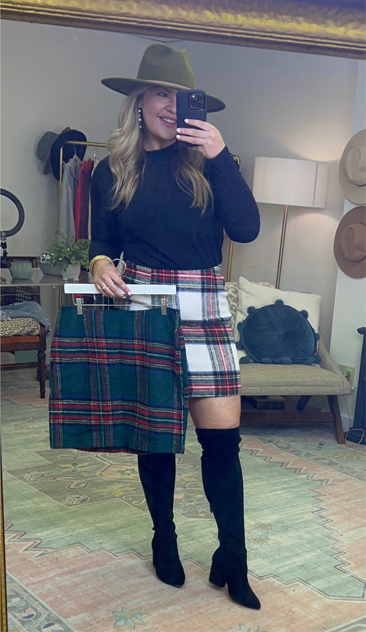 White Tartan Plaid Skirt