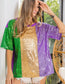Mardi Gras Sequin Colorblock Slouchy Top