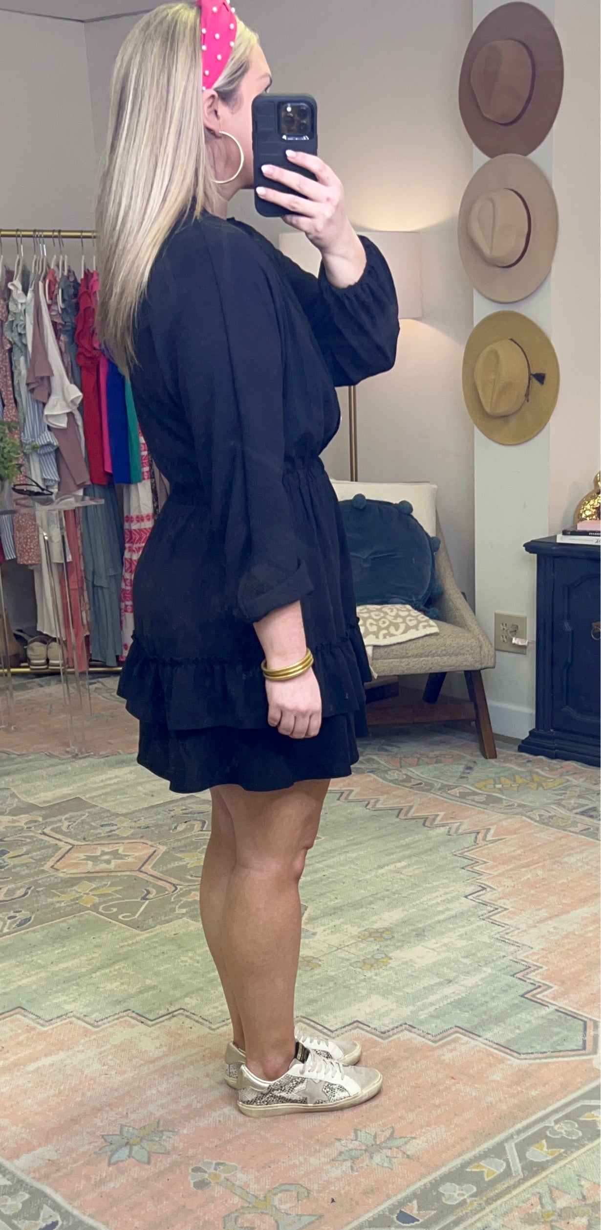 Ruffle Cinch Waist Shirt Dress