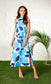 Printed Mock Neck Midi Dress