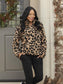 Tan Leopard Deep Pile Sherpa Pullover