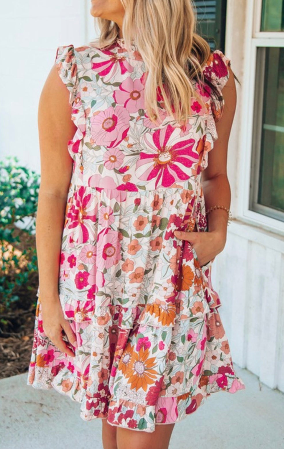 Retro Floral Print Babydoll Dress