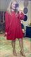 Flounce Hem Bow Sleeve Dress