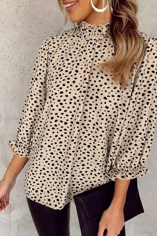 Cheetah Print Ruffle Blouse